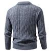 Cross2025 Men's Autumn/Winter Cable Knit Polo Sweater: Trendy European Twist with Lapel and Long Sleeves