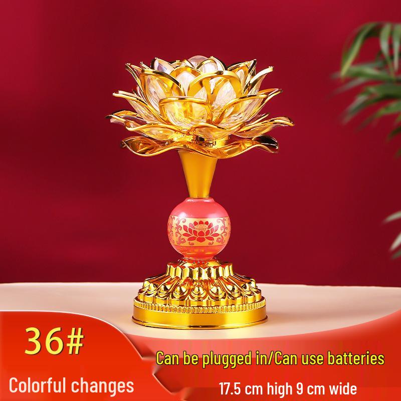 LED Seven-Colored Lotus Buddha Lamp - Rechargeable Guanyin Offering Light