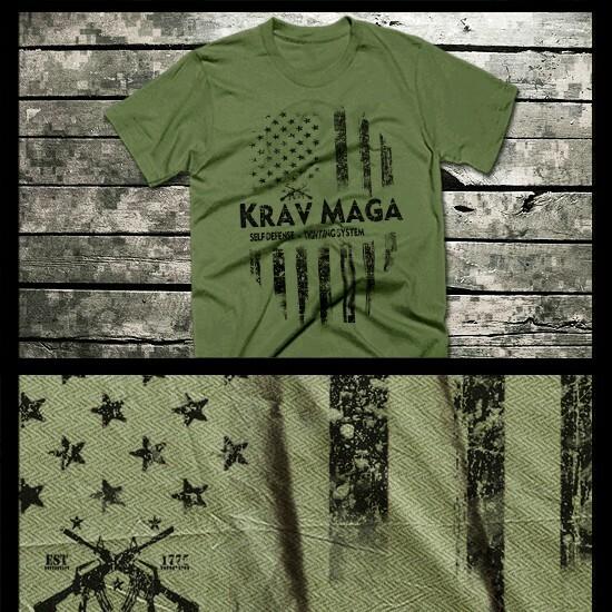 

Krav Maga T-shirt Special Forces Military Martial Arts Combat U.S. Flag XL green 2XL