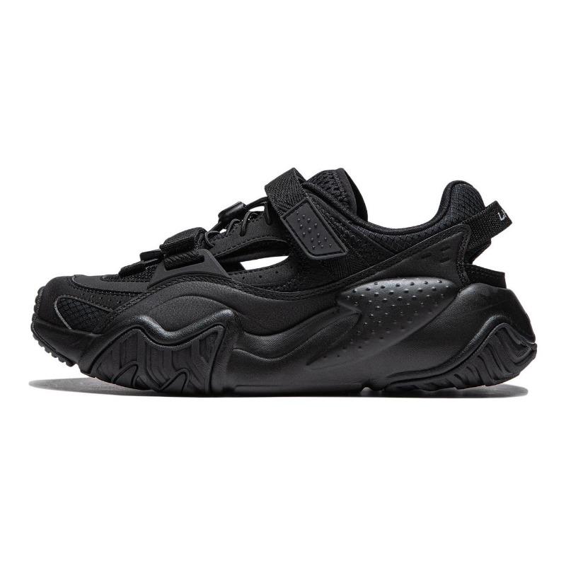 Li-Ning Chuanyou Womens Low Top Casual Shoes Black Thick Sole Height Increase Cushion Wear Resistant AGCU184-3 37.5