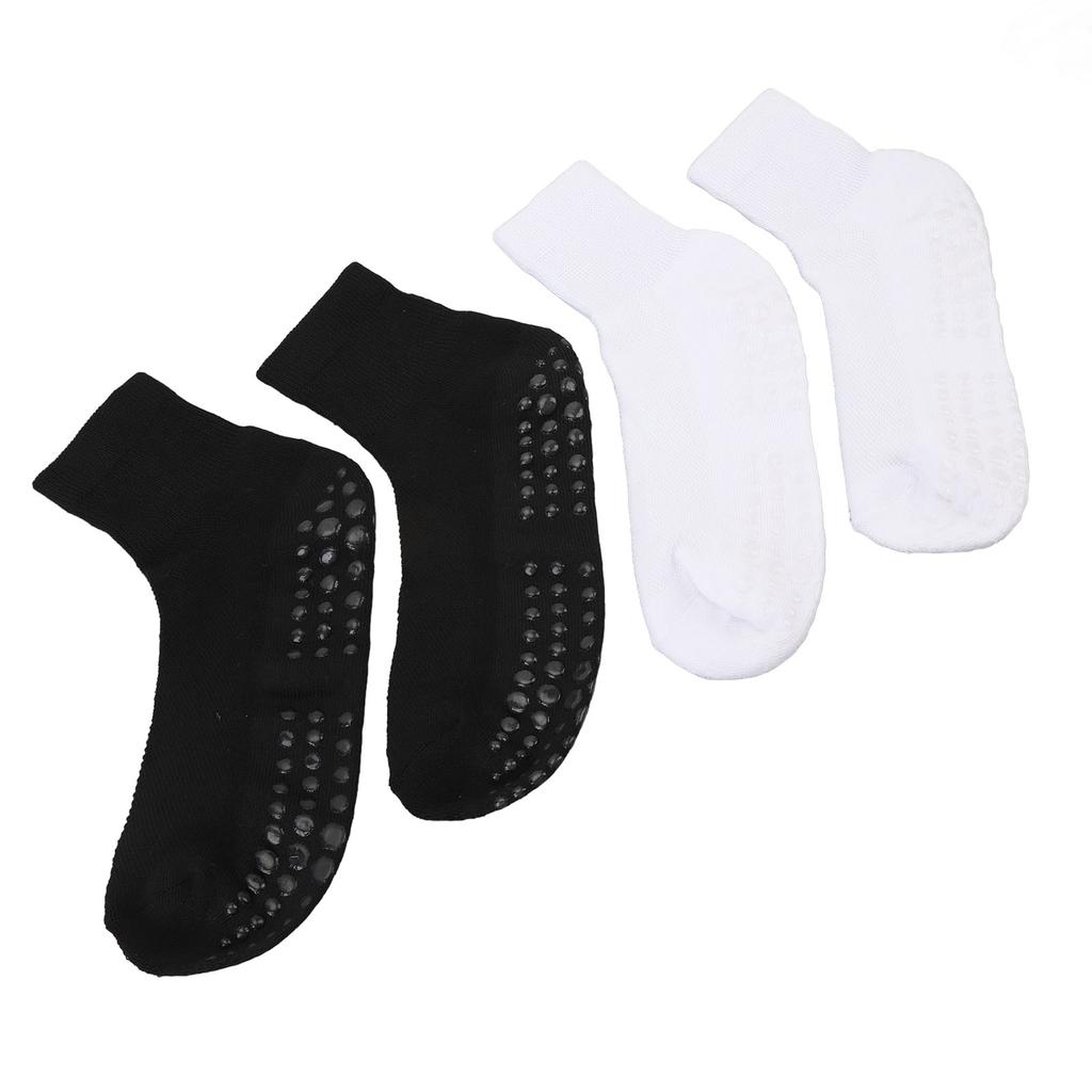 2 Pairs Wide Socks with Grips Men Women Non Binding Socks High Stretch Socks Black and White Large