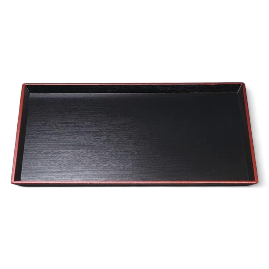 Clear Stream Wood Grain Tray Lacquerware Made In Japan J-kitchens 1-Shaku (Tray/Tray) Black/Red, Non-Slip, 34cm, (ABS Resin),