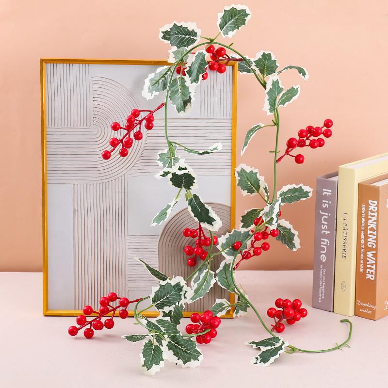 Christmas Decorative Faux Vine With Red Fruit For Holiday Home Decor