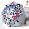 1 Stück Tiger Maske Automatisches Öffnen/Schließen Faltbarer Kompakter Regenschirm, 8-Speichen Stabiles Schirmdach, Leicht Tragbar, Tägliche Nutzung, Geschenk, Outdoor-Regenschirm, Reisen