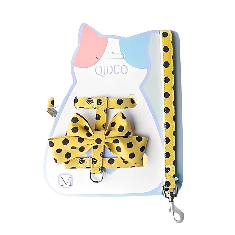 Polka Dot Pet Vest Harness Bowknot Puppy Collar Leash Cute Pet Traction Rope  Pet
