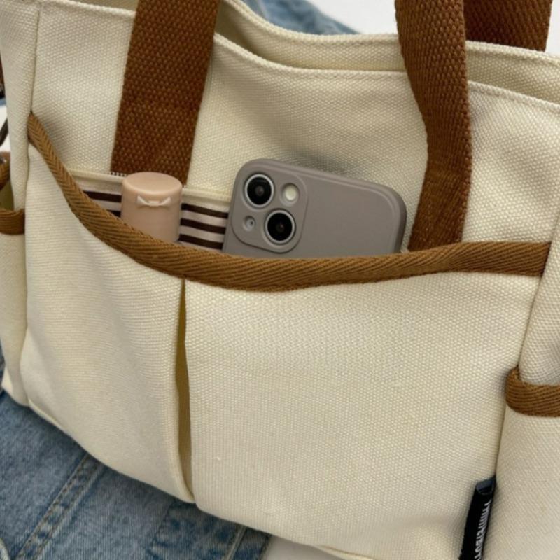 Practical Canvas Handbag Women Multifunctional Large Capacity Zipper Handbag Women Zipper Messenger Bag Student Casual Handbag Designer Bag