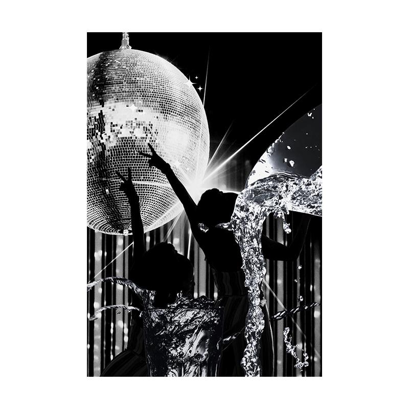 

Диско Мартини Черно-белая фотография Печать на холсте Настенный художественный постер Алкогольный танец Винтажная картина для гостиной Домашний декор Cuadros 21x30cm No Framed