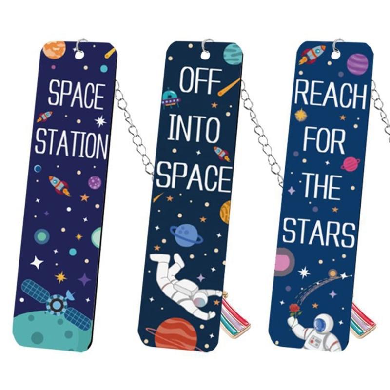2x Metalowe Zakładki do Książek Zakładka z Astronautą Motyw Gwieździstego Nieba Zakładka do Strony Książki Artykuły Szkolne Biurowe dla Uczniów Nauczyciela
