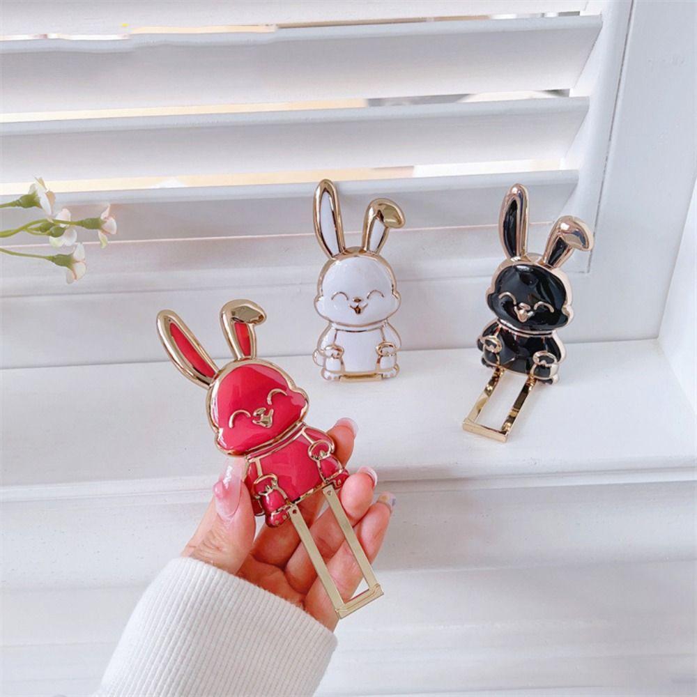 Back Sticker Pad 3D Folding Phone Stand Rabbit Ring Bracket Mobile Phone Holder Pull Rod Support