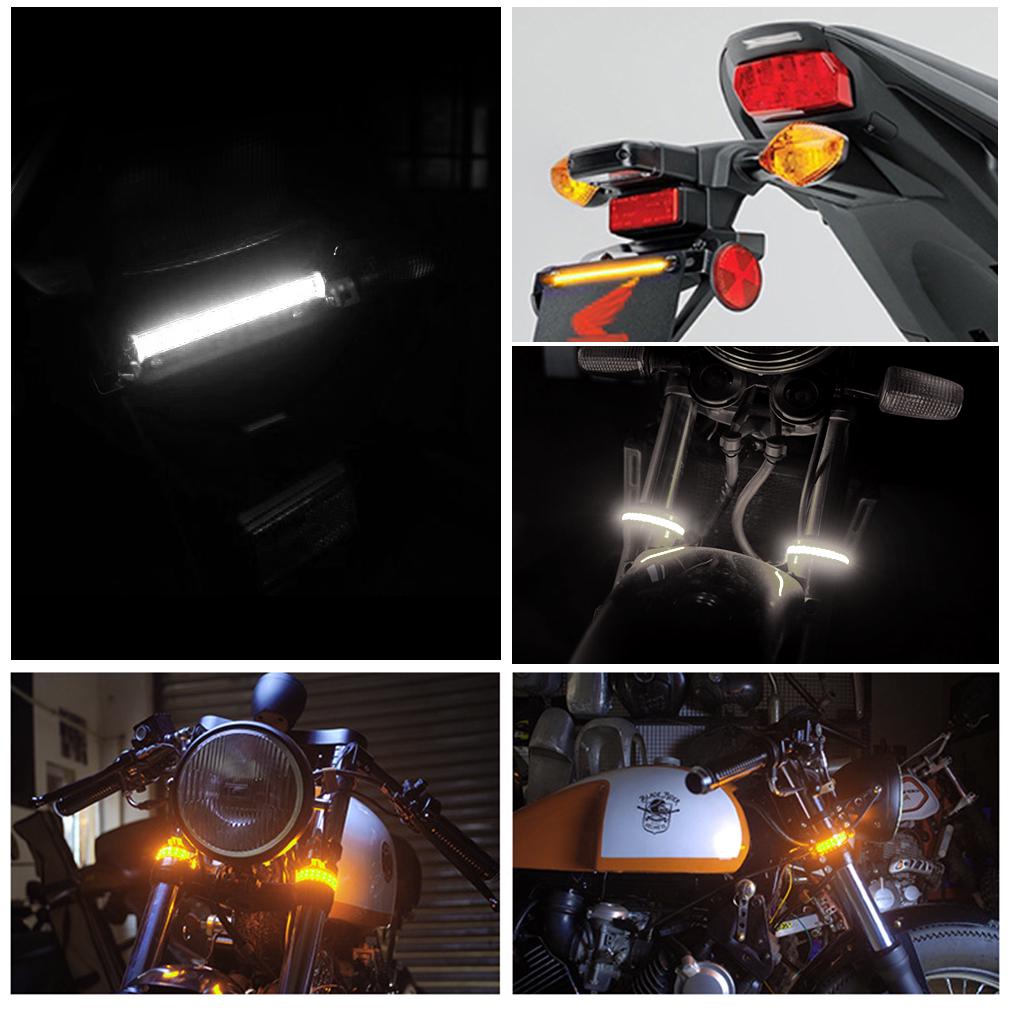 KIMISS Strisce LED Indicatori Di Direzione Per Moto E Auto - 12V, 17 SMD 3528, Funzione Freno/Freccia Posteriori - 1 Paio (Bianco/Giallo)