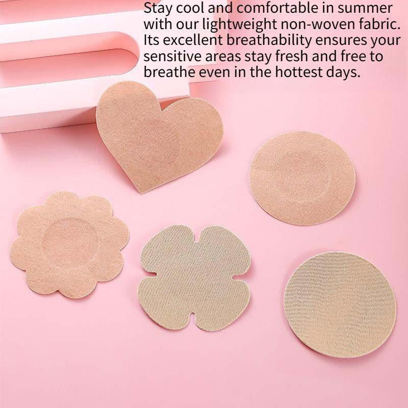 30 Stück ultra-dünne Einweg-Milchpflaster - atmungsaktives Vliesmaterial, Anti-Aufwölbung Design, runde und florale Form, nahtlose Modeaccessoires