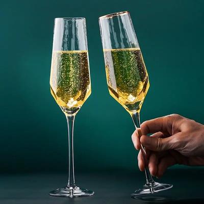 Gold Rim Crystal Red Wine Cup European Hammer Champagne Cup Colored Glass Cups Vintage Wine Glasses Set Wineglass Spirit Goblet