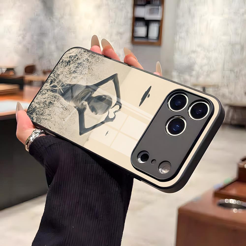Funny Space UFO Alien Thing Phone Case For IPhone 17 Air 16 E Pro Max 15 14 13 Mini 12 Pro 11 Max Plus Black Glass Cover