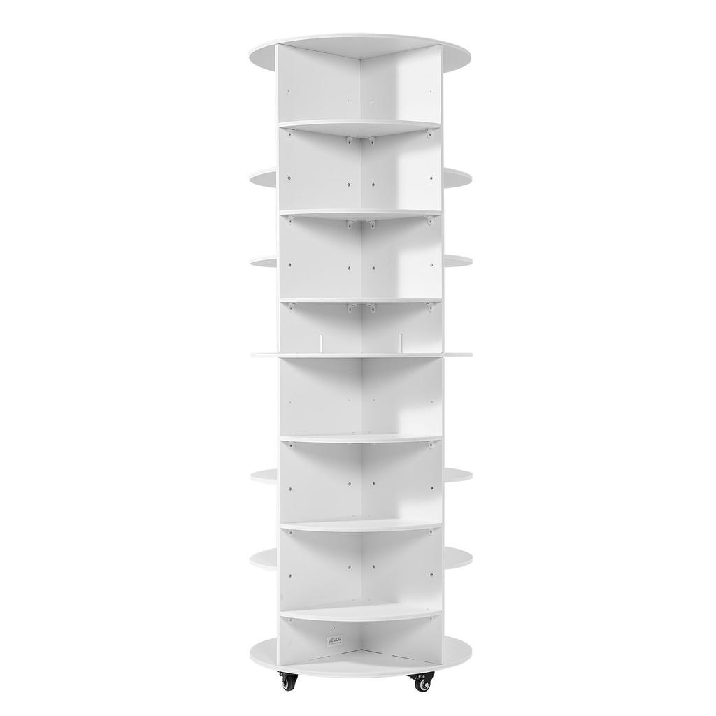VEVOR Torre porta scarpe rotante a 7 ripiani con ripiani regolabili, Carosello display rotante mobile a 360 gradi con ruote