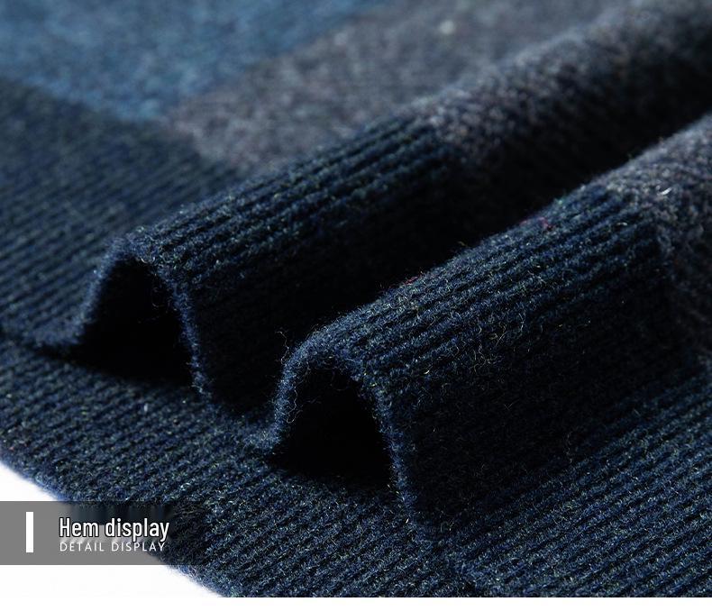 Men's 100% Wool Round Neck Sweater - 2025 Winter Fashion, Thickened Warm Base Layer for Young and Middle-Aged.