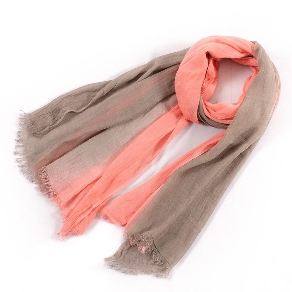 Soft Texture Cotton Scarf Simple Long Shawl Color Matching Short Tassel Scarf  Daily Wearing