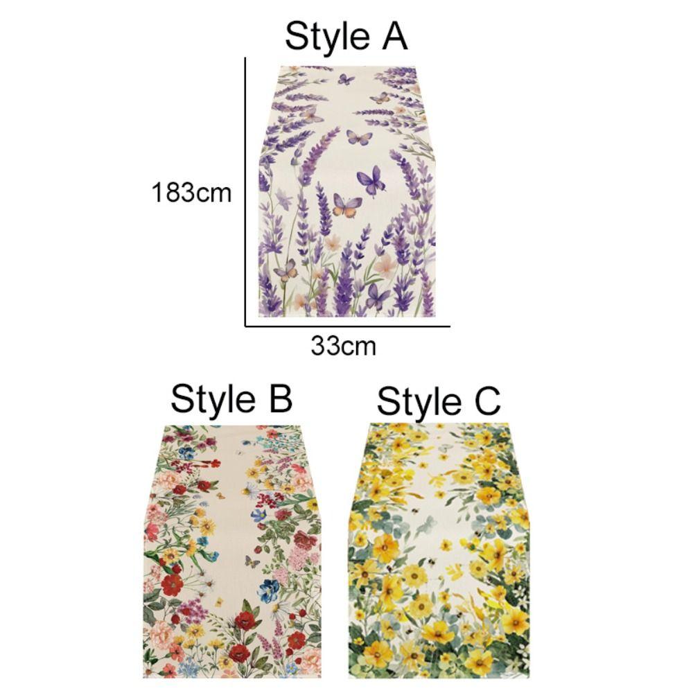 Fialový levandulový lněný běhoun na stůl Květinový tištěný ubrus Kryt na stůl Den svatého Valentýna