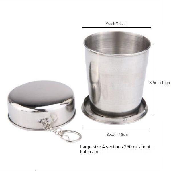 Teleskopický pohár z nerezové oceli Skládací pohárek Venkovní cestovní pohárek na mytí Přenosný malý pohárek Creative Que Bottle Mini Small Cup