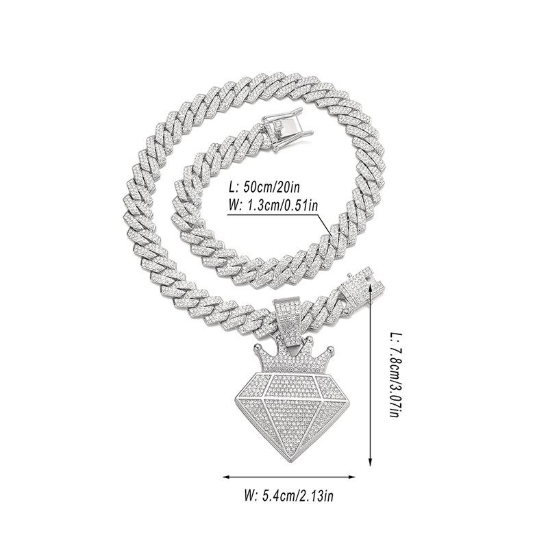 Meier New nba full diamond letter necklace - high-quality alloy rhinestone letter cuban chain pendant+001 cuban chain 20inch