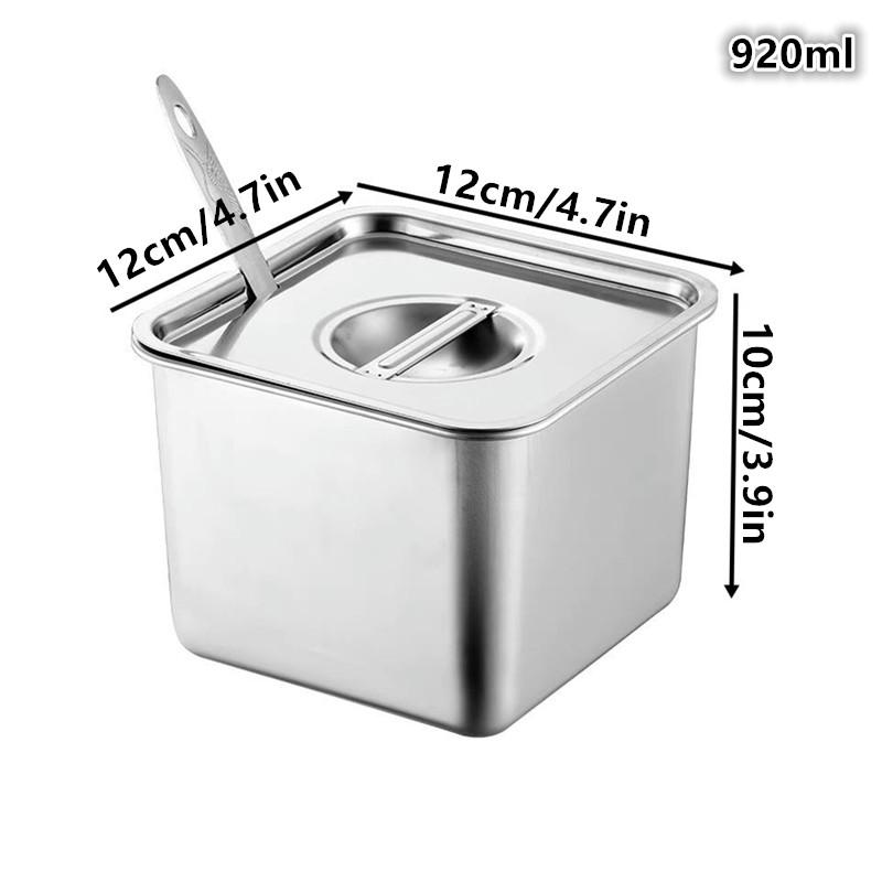 Stainless Steel Tank Box With Cover Kitchen Oil Basin Square Barrel Storage Bottle Seasoning Box Jars And Lids Spice Jars Set