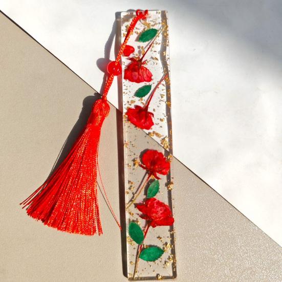 DYS Real Flower Resin Bookmark, 12 Months Dried Page Marker, Handmade Pressed Bookmark for Readers, Gift Book Lovers