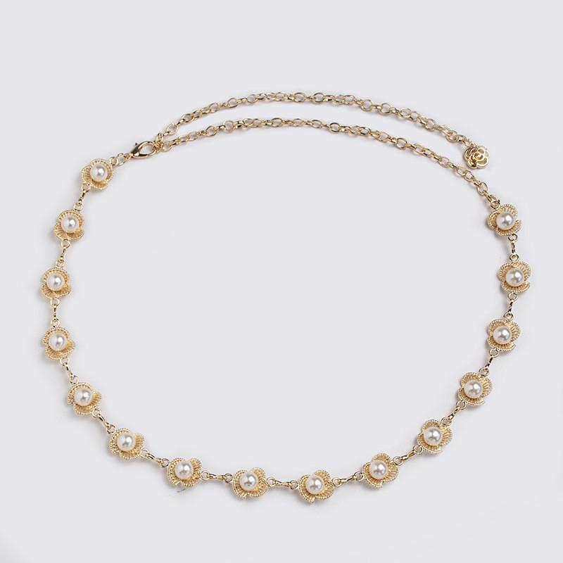 Luxury Metal Pearl Waist Chain With Lobster Clasp For Stylish Adult Women золотой
