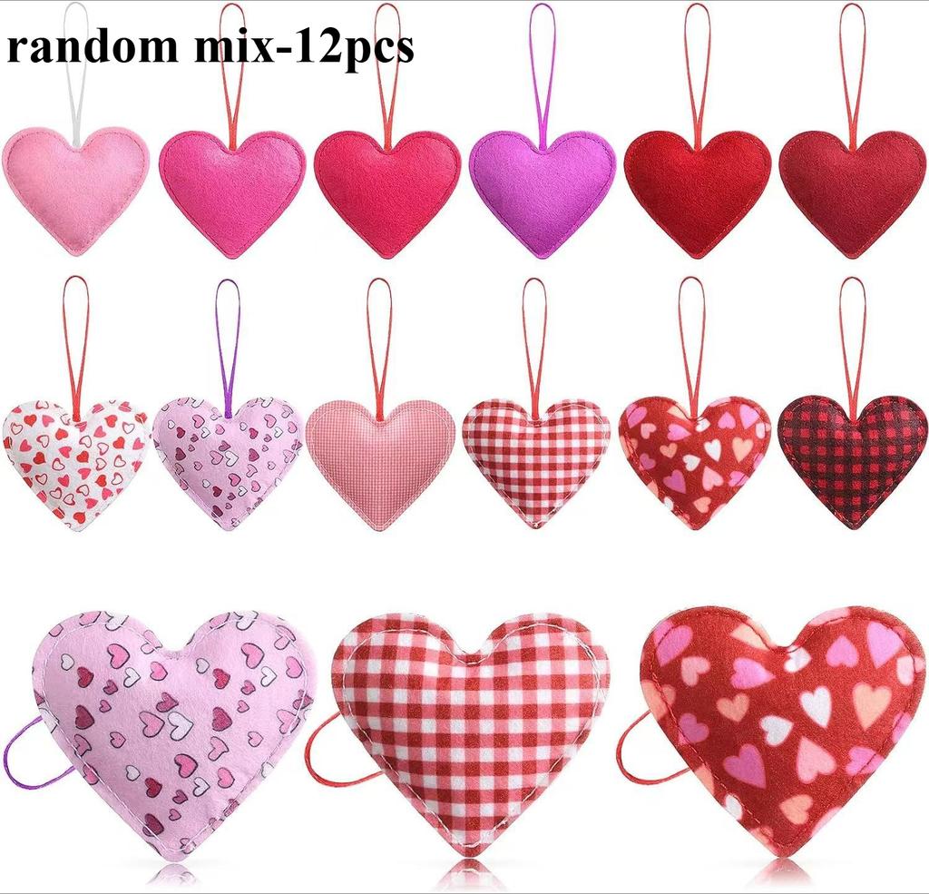 6/12pcs Classic Heart-Shaped Valentine'S Day Decorations, Love Themed Hanging Ornaments for Wedding, Home Decor, Window Display
