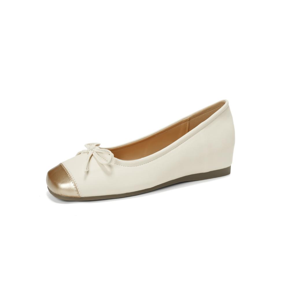 Platt botten låg skärning enkla skor dam inre höjdökning retro mjuk sula rosett balett damskor