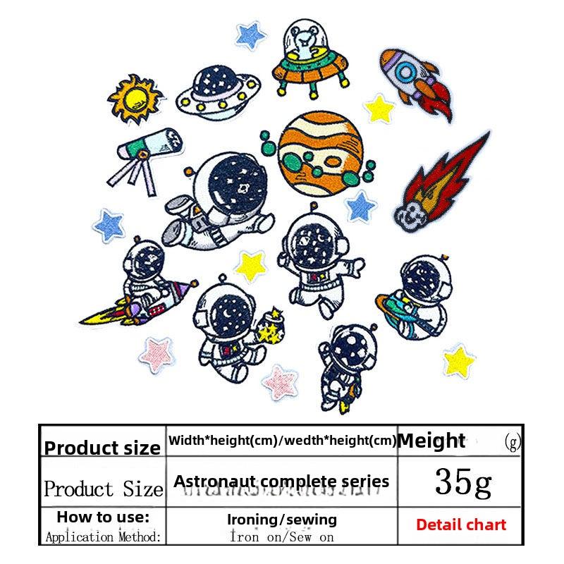 

Мультфильм космическая планета астронавт наклейка на ткань DIY детская швейная одежда брюки дырка заплатка наклейка пара украшение A complete set of space