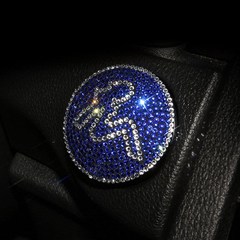 Luxury One-Key Start Button Cover Car Engine Ignition Start Button Protective Cover Car Stickers Pink Car Accessories for Girls