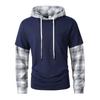2025 Men's Plaid and Solid Color Hooded Long Sleeve Sweatshirt for Spring and Autumn