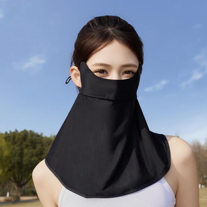 

New Ice Silk Sun Protection Mask Upf50+ Full Face Anti-Uv Neck Scarf Dustproof 3D Breathable Sunshade Face Mask Outdoor 1Pc 2 чорний