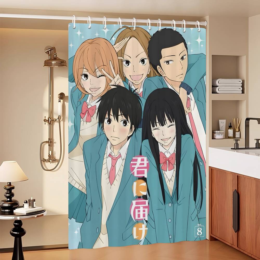Kimi Ni Todoke Anime Anime 1Pc Printed Shower Curtain Waterproof Washable With 12 Hooks Bathroom Shower Home Use