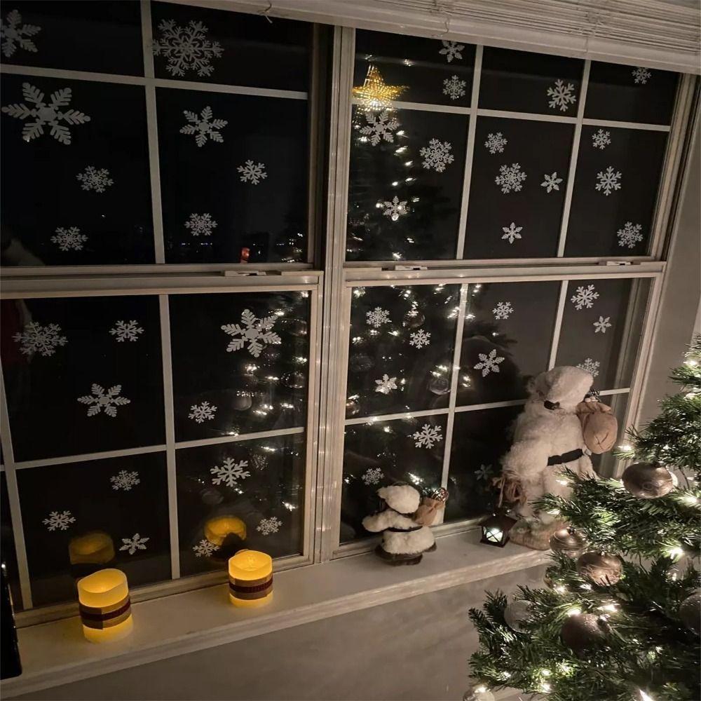 Snowflakes Christmas Decorations Stickers PVC Merry Christmas Snowflake Static Stickers High Quality Home Decoration