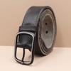 Retro Faux Stitch Men's Belt: Yellow Cattle Genuine Leather, Fashion Pin Buckle, Top Layer Cowhide.