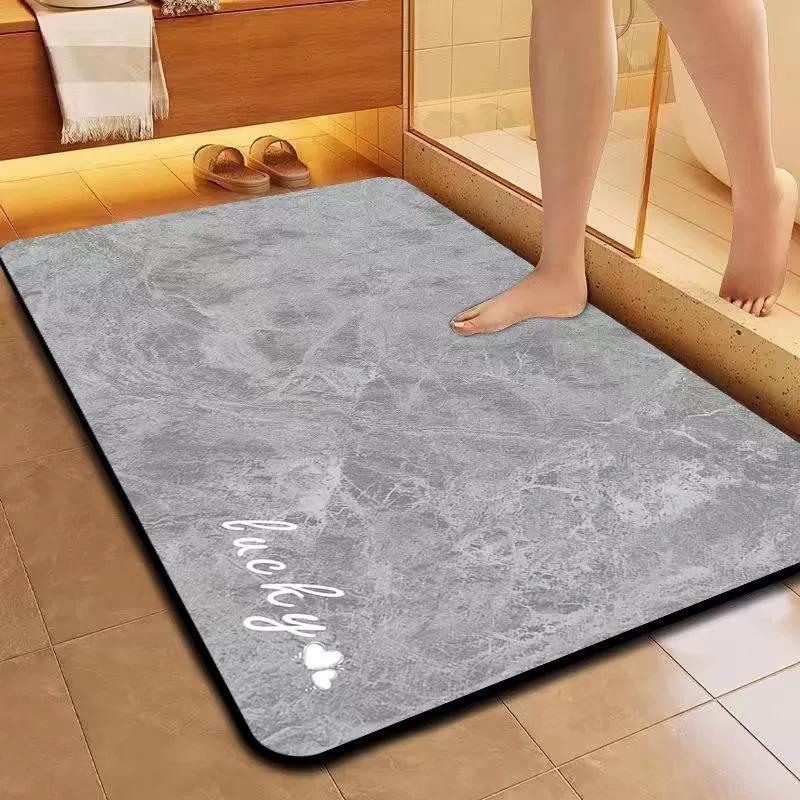 Geometric Solid Color Bathroom Floor Mat - Water-Absorbent, Dirt-Resistant Foot Pad for Sink and Toilet.