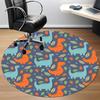 1PC Dino Leaves Office Round Area Rug, Mat Suitable For Office, Under Office Chairs Bedroom Living Room Home Decor, Room Deco