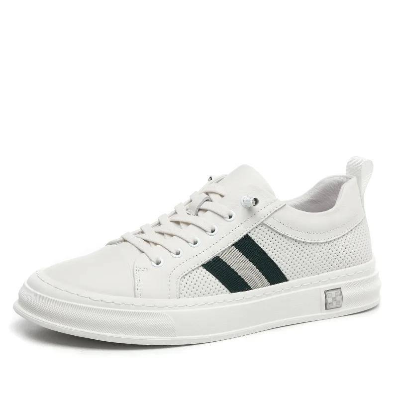 

Европейские новые туфли для мужчин из натуральной кожи, повседневная обувь, весенние высококачественные полосатые туфли для скейтбординга на плоской подошве, кроссовки из коровьей кожи 45-48 44 белый