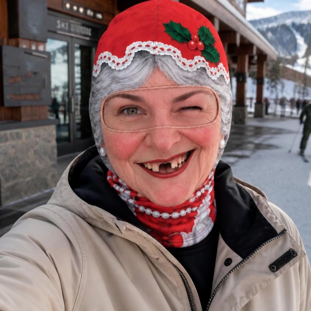 Maschera da Sci Unisex Novità Faccia da Vecchio, Divertente Stampa 3D Integrale Invernale, Occhiali da Sole Non Inclusi