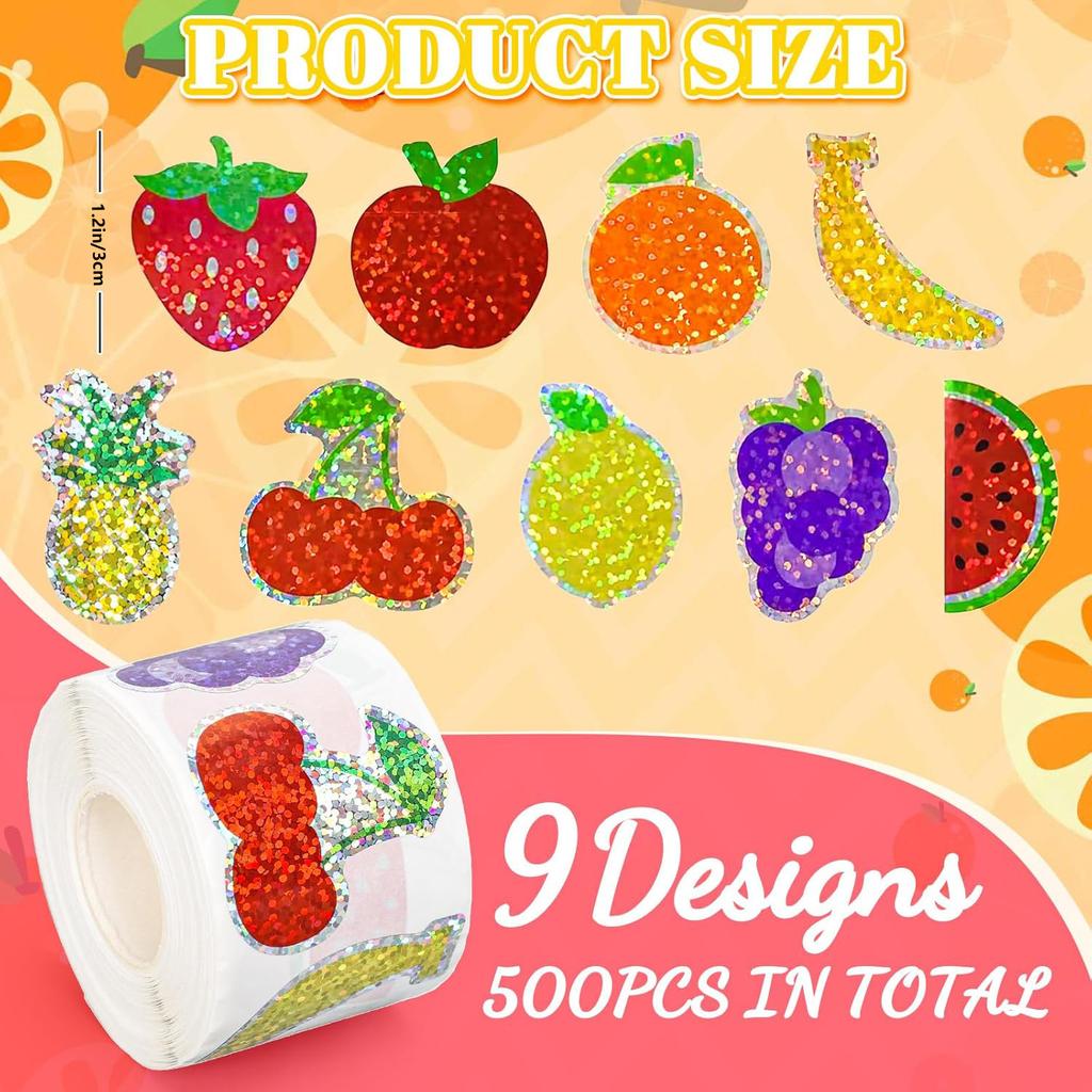 100-500Pcs First-Class Glittering Premium-Quality Colorful Top-Grade Fruits Premium-Quality Stickers High-Standard Stickers Superior-Grade Party