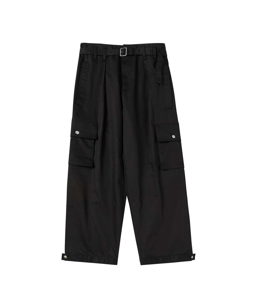 BEYOND CLOSET [Collection Line] Archive 90S Military Belted Cargo Pants Black