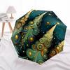 1pc Christmas Trees Cartoon Automatic Folding Umbrella, Lightweight Retractable Compact Travel Umbrella, 8-Rib Sturdy Frame009