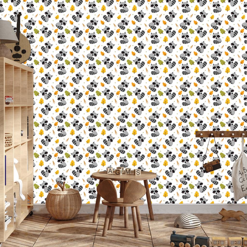 Foxes Wallpaper White and Gray for Living Room and Bedroom 50x1000