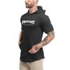 Muscleguys Summer  Men’s Fitness Bodybuilding Hooded T-shirt Youth Trend Sports T-shirt with Hoodie Fashion All-match Casual Short-sleeve