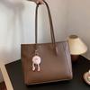 Large Capacity Faux Leather Tote Bag for Women Fashionable Commuter Shoulder Handbag CLE