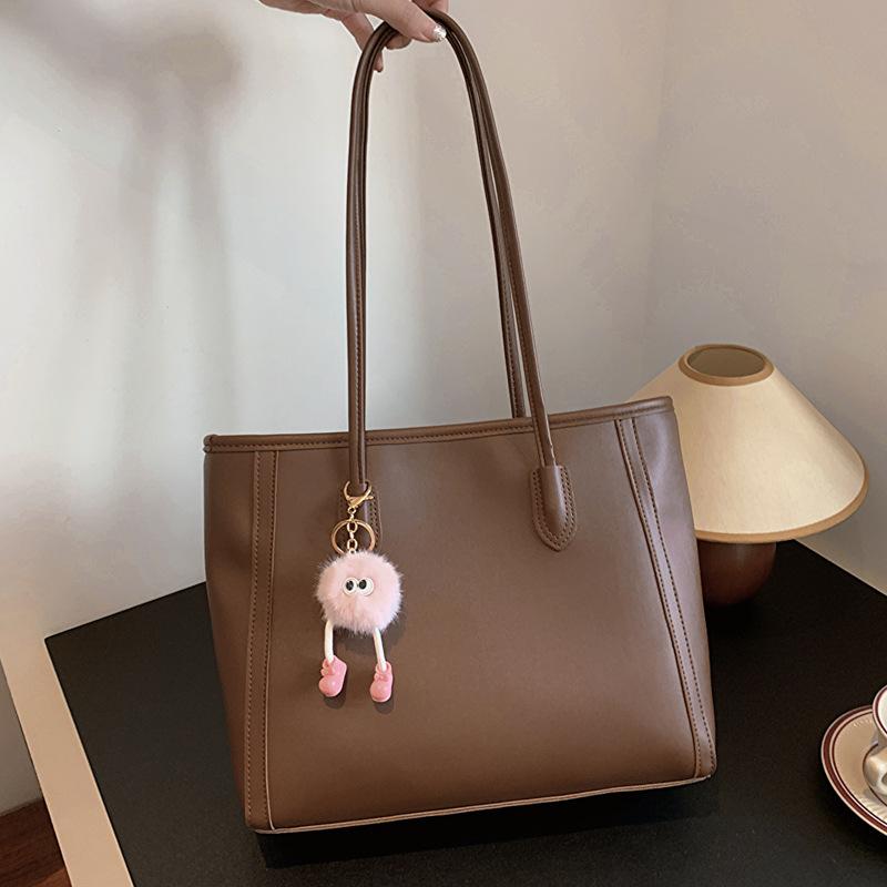 Large Capacity Faux Leather Tote Bag for Women Fashionable Commuter Shoulder Handbag CLE