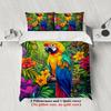 3Pcs Multicolor Duvet Cover With 2 Pillowcases 3D Printed Parrot Floral Gifts For Teen Adult Home Decor Single Size Bedding Sets