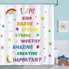 Positive Affirmation Shower Curtain-Rainbow Colors of Sunlight and Stars Exciting Bathroom Decorative Shower Curtain