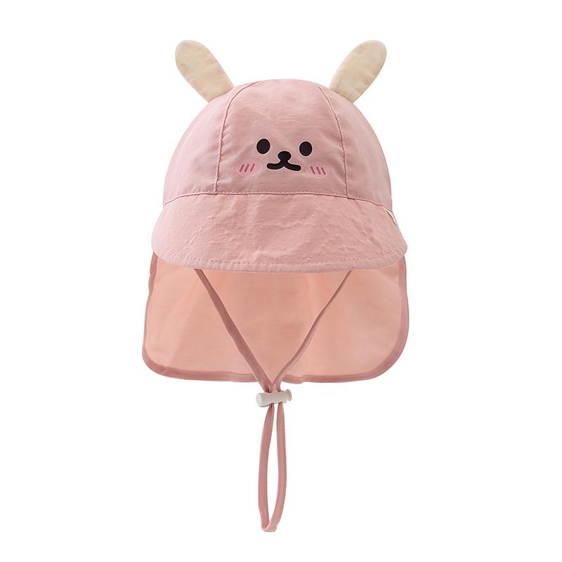 Cute Baby Summer Hat with Shawl Cartoon Kids Sun Hats for Girls Boys Neck Protection Baby Baseball Cap Children Panama Hat 3-12M
