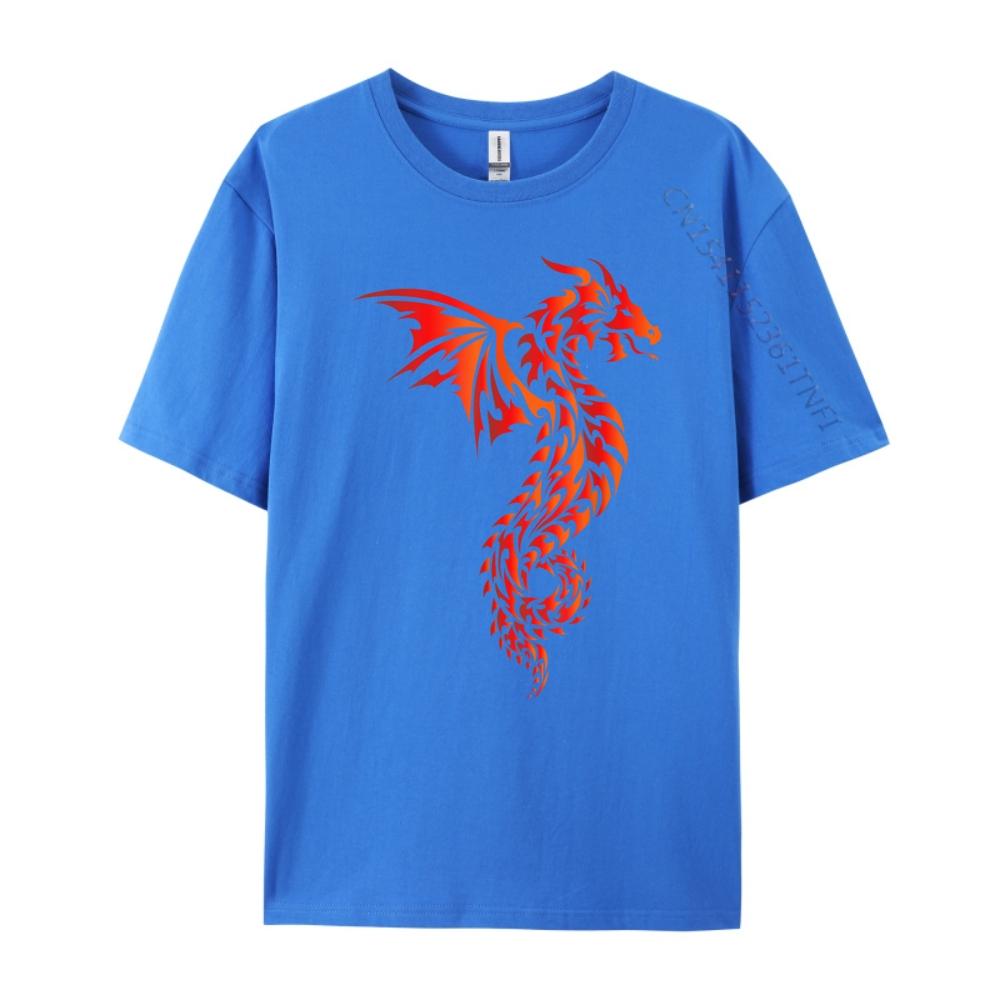 Dragon Tribal Mythical Legendary Creature Folklore Blue And White Graphic T Shirts Men's Clothing Funny